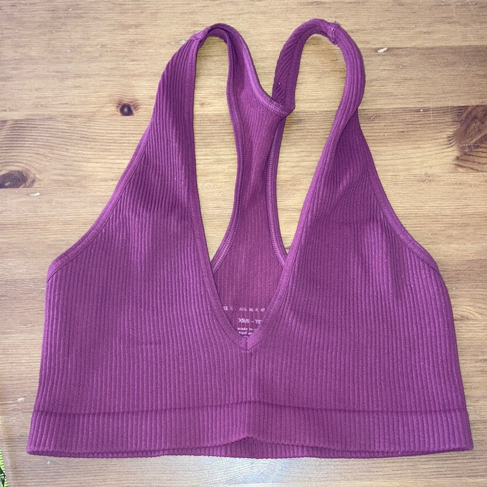 Free People Make it Mine racer back bralette in burgundy xs
